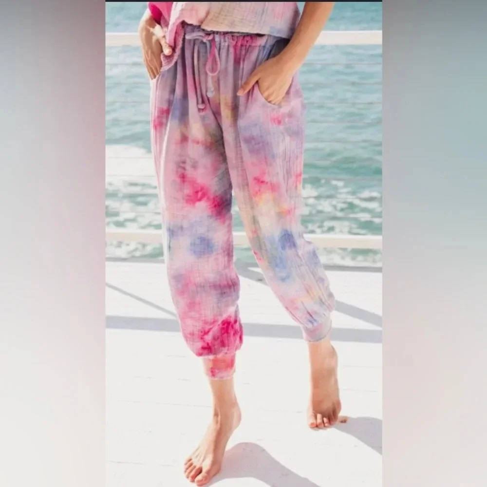 9 Seed Fire Island Cotton Tie Dye Pant Purple Size Small